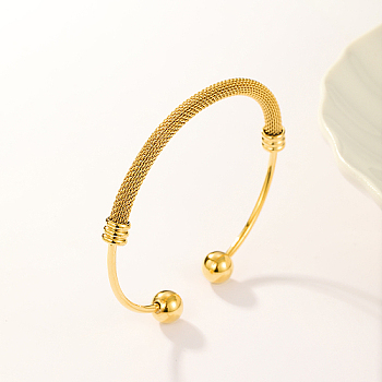 Stainless Steel Cuff Bracelet for Women, Real 18K Gold Plated, Inner Diameter: 2-3/8 inch(6cm)