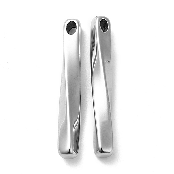 201 Stainless Steel Pendants, Twist Rectangle Charm, Stainless Steel Color, 40x5x5.5mm, Hole: 3.8x2.3mm