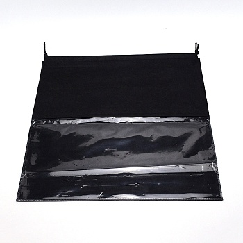 Blank Non-Woven DIY Craft Drawstring Storage Bags, with Plastic Clear Window, for Gift & Shopping Bags, Black, 45x45x0.06~0.45cm