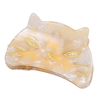 Cat Cellulose Acetate(Resin) Claw Hair Clips, for Women and Girls, Gold, 44x69mm