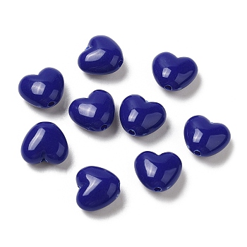 Opaque Acrylic Beads, Heart, Midnight Blue, 9x9.5x5.5mm, Hole: 1.5mm, about 1650pcs/500g