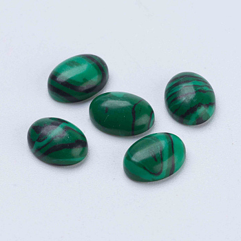 Synthetic Malachite Cabochons, Oval, 7x5x2.5mm
