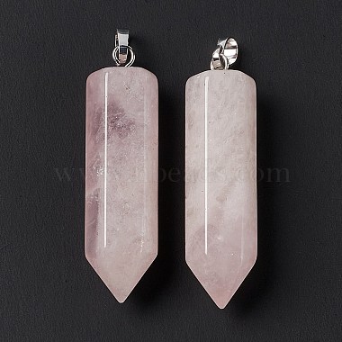 Colgantes puntiagudos de cuarzo rosa natural con doble terminación(G-G926-01P-08)-3