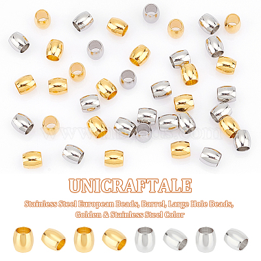 80Pcs 2 Colors 202 Stainless Steel European Beads(STAS-UN0050-42)-5