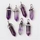 Natural Amethyst Double Terminated Pointed Pendants(G-F295-05C)-1