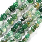Natural Green Onyx Agate(Dyed & Heated) Beads Strands, Nuggets, Tumbled Stone, 4.5~11.5x3~7x3.5~6mm, Hole: 1~1.2mm, about 48~68pcs/strand, 15.35~15.94''(39~40.5cm)(G-P497-01C-30)