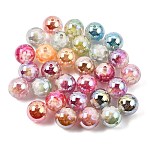 Luminous Plating Transparent Resin Beads, Round with Lotus Flower, with Glitter Powder, Glow in the Dark, Mixed Color, 16~16.5mm, Hole: 2.5mm(RE-CBA5A76-07)