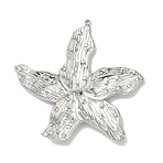 304 Stainless Steel Big Pendants, Starfish Charms, Stainless Steel Color, 53x53x3mm, Hole: 1.8mm(STAS-L301-02P)