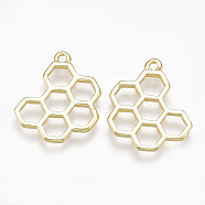 Brass Pendants, Honeycomb, Real 18K Gold Plated, 19x16x1.5mm, Hole: 1.4mm(X-KK-S348-203)