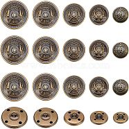 50Pcs 5 Style 4-Hole Brass Buttons, Half Round with Skull, for Sewing Crafting, Antique Bronze, Antique Bronze, 10pcs/style(BUTT-OC0001-19)