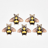 Transparent Acrylic Pendants, with Plated Bottom, Bees, Coconut Brown, 26.5x32.5x4mm, Hole: 1mm(TACR-R140-07E)