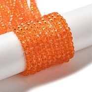 Transparent Glass Beads Strands, Faceted(32 Facets), Round, Dark Orange, 4mm, Hole: 0.7mm, about 94~96pcs/strand, 14.17~14.37 inch(36~36.5cm)(EGLA-A035-T4mm-D05)