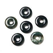 Natural Moss Agate Pendants, Donut/Pi Disc Charm, 29.5x5.5mm, Hole: 8.3mm(G-I331-01K)