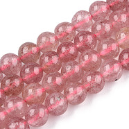 Natural Strawberry Quartz Beads Strands, Round, 6x6mm, Hole: 1mm, about 62pcs/strand, 15.5 inch(G-S150-10-6mm)