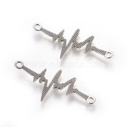 Tibetan Style Zinc Alloy Links connectors, Heartbeat, Antique Silver, 20x44.5x1.5mm, Hole: 2mm(PALLOY-P178-19AS)