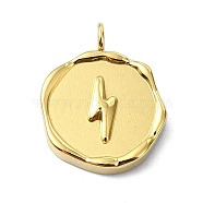 Ion Plating(IP) 304 Stainless Steel Pendants, Real 18K Gold Plated, Flat Round Charm, Lightning Bolt, 16.5x12.5x2.5mm, Hole: 1.5mm(STAS-B058-23G-02)