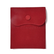 Velvet Jewelry Storage Pouches, Rectangle Jewelry Bags with Snap Fastener, for Earrings, Rings Storage, Red, 11.7~11.75x9.8~9.85cm(TP-B002-04A)