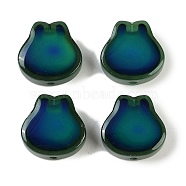 Two Tone Glass Beads, Temperature Sensing Color Changing Beads, Rabbit, Sea Green, 14x14x6mm, Hole: 1.2mm(GLAA-Z007-13D)