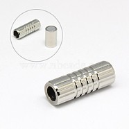 304 Stainless Steel Magnetic Clasps with Glue-in Ends, Column, Stainless Steel Color, 20x9mm, Hole: 6mm(STAS-K006-6mm-33C)
