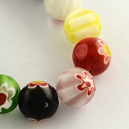 Round Handmade Millefiori Glass Beads Strands, Mixed Color, 8mm, Hole: 1mm, about 48pcs/strand, 14.5 inch(X-LK-R004-82)