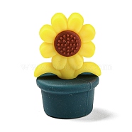 Sunflower Food Grade Eco-Friendly Silicone Beads, Chewing Beads For Teethers, DIY Nursing Necklaces Making, Teal, 30x19mm, Hole: 1.5mm(SIL-B046-09)