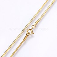 304 Stainless Steel Snake Chain Necklaces, with Lobster Claw Clasps, Golden, 18.1 inch(46cm), 1.6x0.4mm(MAK-L015-21G)