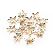 Brass Spacer Beads, 5-Petal, Leaf, Real 18K Gold Plated, 14.5x11x1.5mm, Hole: 1.5mm(KK-K233-04-NF)