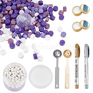 CRASPIRE DIY Wax Seal Wax Sealing Stamps Tools Sets, Including Sealing Wax Particles, Paraffin Candles, Stainless Steel Spoon, Iron Handle Spoon, Marking Pen, Mixed Color, Sealing Wax Particles: 500pcs(DIY-CP0002-82B)
