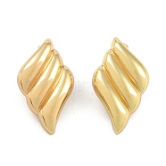 304 Stainless Steel Studs Earrings, Jewely for Women, Golden, Trapezoid, 36.5x20.5mm(EJEW-K278-09A-G)