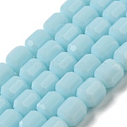 Opaque Glass Beads Strands, Faceted Barrel, Light Blue, 6.5~7x6mm, Hole: 1mm, about 78pcs/strand, 20.28~21.65 inch(51.5~55cm)(GLAA-G112-03Q)