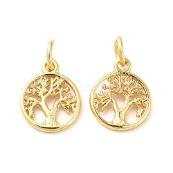 Brass Charms, with Jump Ring, Tree of Life Charm, Golden, 12.5x10x1.5mm, Hole: 3.5mm(KK-Q403-01G)