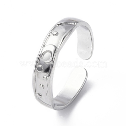 304 Stainless Steel Crescent Moon Open Cuff Ring for Women, Stainless Steel Color, Inner Diameter: 17mm(X-RJEW-C046-01P)