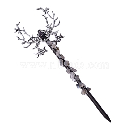Triple Moon Labradorite Magic Wand, Party Decorations, Antique Silver, 215mm(PW-WG27908-05)