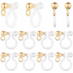 40Pcs 304 Stainless Steel Clip-on Earring Component, with Plastic and Loops, Golden, 11x11x3mm, Hole: 1.6mm(STAS-SC0005-39G)