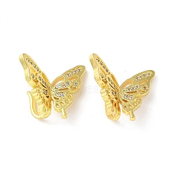 Brass Micro Pave Clear Cubic Zirconia Pendants, Butterfly Charms, Real 18K Gold Plated, 15x20x8.5mm, Hole: 1.5mm(KK-A236-11G)