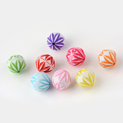 Craft Style Acrylic Corrugated Beads, Round, Mixed Color, 13~14mm, Hole: 2mm, about 365pcs/500g(SACR-S845-M)