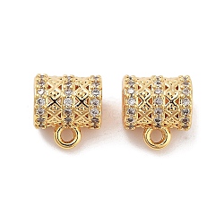 Brass Micro Pave Clear Cubic Zirconia Tube Bails, Column, Real 18K Gold Plated, 9x7.5x6.5mm, Hole: 1.5mm(KK-S394-06C)