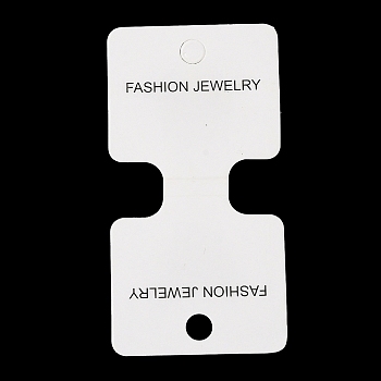 Fold Over Paper Display Cards, for Necklaces Bracelets Display, Rectangle with Word Fashion Jewelry, White, Finished Product: 45.5x50x5.5mm, 9.7x5x0.05cm, Hole: 7.5mm