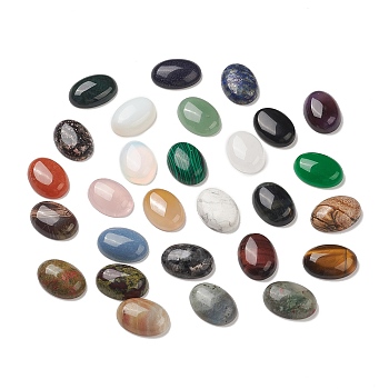 Natural & Synthetic Mixed Gemstone Cabochons, Half Oval, 25x18x7mm