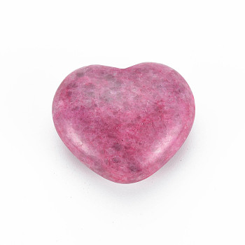 Natural Map Stone/Picasso Stone/Picasso Jasper Stone, Dyed, Heart Love Stone, Pocket Palm Stone for Reiki Balancing, Camellia, 35x40.5x19mm