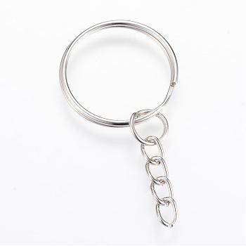Iron Split Key Rings, Keychain Clasp Findings, Platinum, 46mm