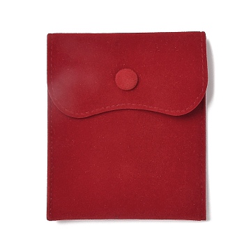 Velvet Jewelry Storage Pouches, Rectangle Jewelry Bags with Snap Fastener, for Earrings, Rings Storage, Red, 11.7~11.75x9.8~9.85cm