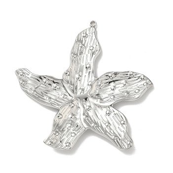 304 Stainless Steel Big Pendants, Starfish Charms, Stainless Steel Color, 53x53x3mm, Hole: 1.8mm