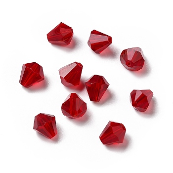 Glass Imitation Austrian Crystal Beads, Faceted, Diamond, Crimson, 10x9mm, Hole: 1mm