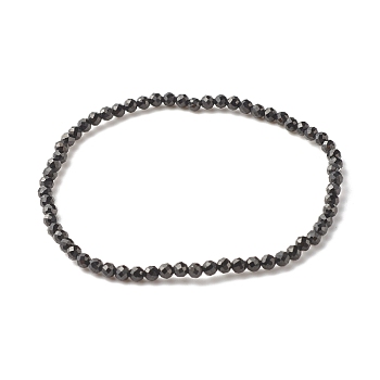 Natural Black Spinel Beads Stretch Bracelet for Women, Beads: 3mm, Inner Diameter: 2-1/8 inch(5.5cm)