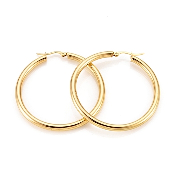 304 Stainless Steel Hoop Earrings, Hypoallergenic Earrings, Ring Shape, Golden, 6 Gauge, 57x54.5x4mm, Pin: 0.8mm