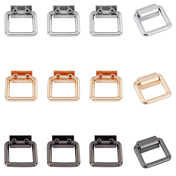 CHGCRAFT 12 Pcs 3 Colors Zinc Alloy Bag Side D Ring Clip, Hang Buckle Bag Shoulder Strap Chain Link Buckle, DIY Luggage Hardware Accessories, Cadmium Free & Lead Free, Mixed Color, 2.9x2.8x1.05cm