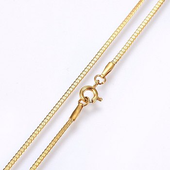 304 Stainless Steel Snake Chain Necklaces, with Lobster Claw Clasps, Golden, 18.1 inch(46cm), 1.6x0.4mm