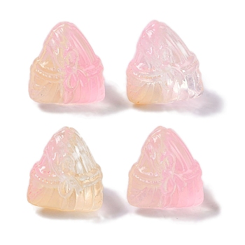 Baking Paint Glass Beads, Triangular Zongzi, Misty Rose, 15.5~16x15x14mm, Hole: 1.2mm