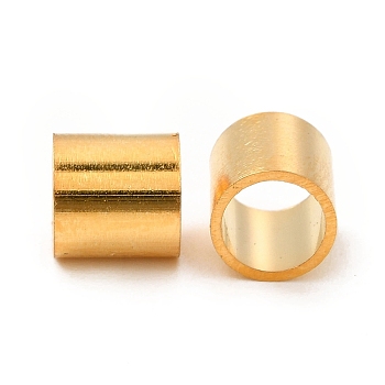 304 Stainless Steel Beads, Large Hole Beads, Column, Real 24K Gold Plated, 6x6mm, Hole: 5mm